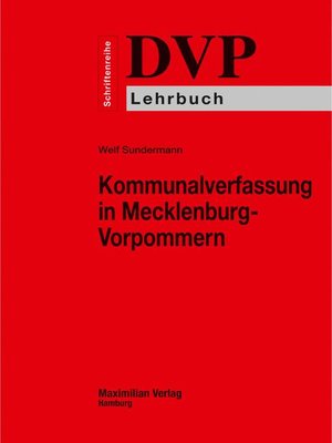 cover image of Kommunalverfassung in Mecklenburg-Vorpommern